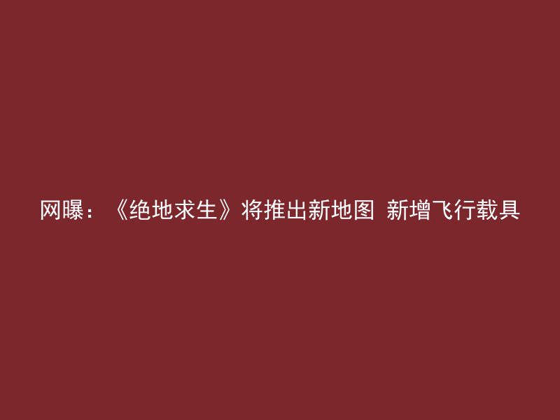 网曝：《绝地求生》将推出新地图 新增飞行载具