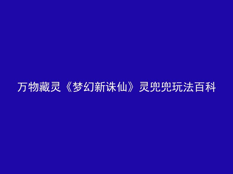 万物藏灵《梦幻新诛仙》灵兜兜玩法百科