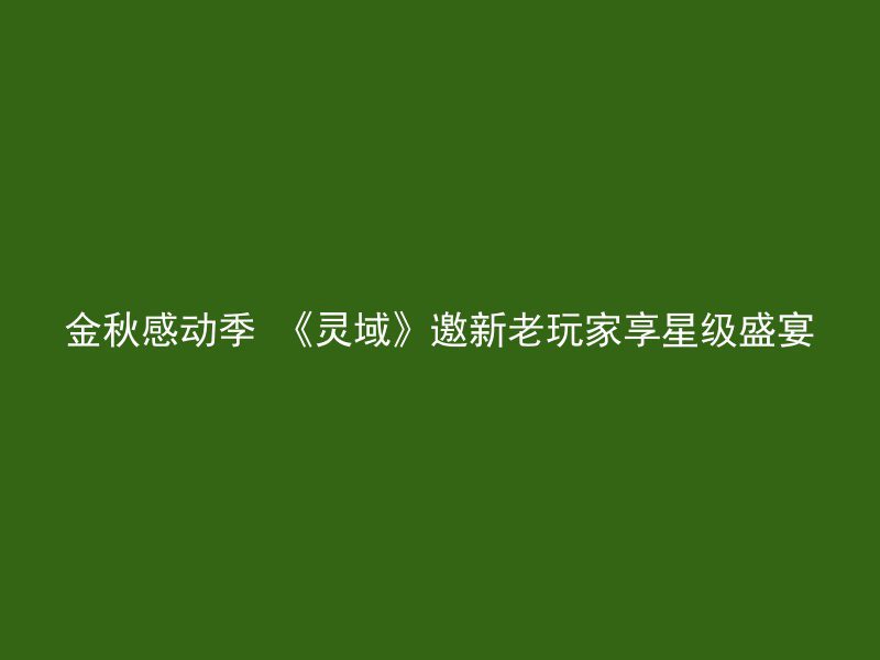 金秋感动季 《灵域》邀新老玩家享星级盛宴