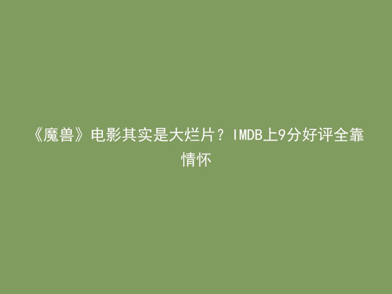 《魔兽》电影其实是大烂片？IMDB上9分好评全靠情怀