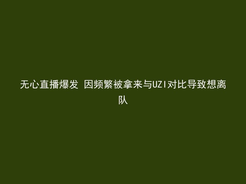 无心直播爆发 因频繁被拿来与UZI对比导致想离队