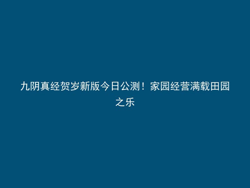 九阴真经贺岁新版今日公测！家园经营满载田园之乐