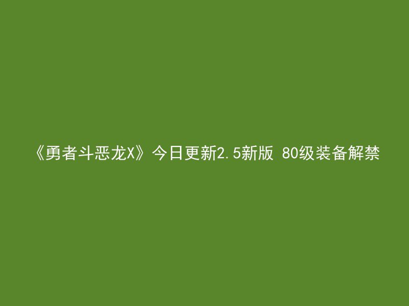 《勇者斗恶龙X》今日更新2.5新版 80级装备解禁