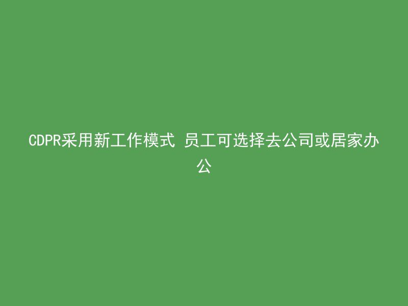 CDPR采用新工作模式 员工可选择去公司或居家办公