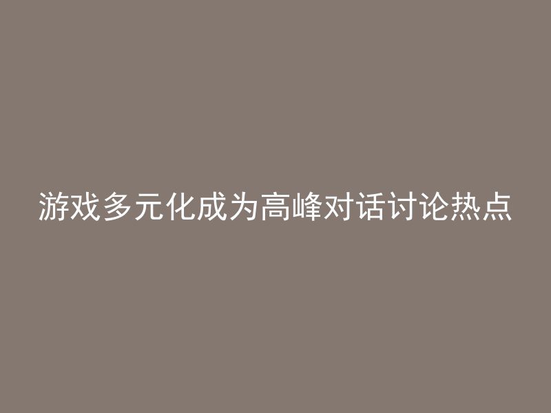 游戏多元化成为高峰对话讨论热点