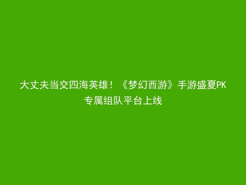 大丈夫当交四海英雄！《梦幻西游》手游盛夏PK专属组队平台上线