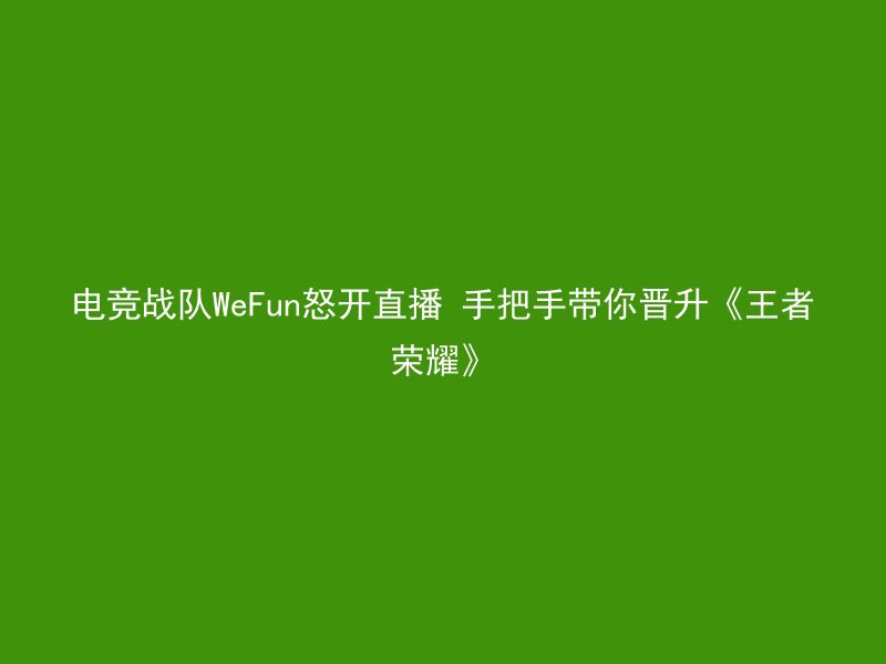 电竞战队WeFun怒开直播 手把手带你晋升《王者荣耀》