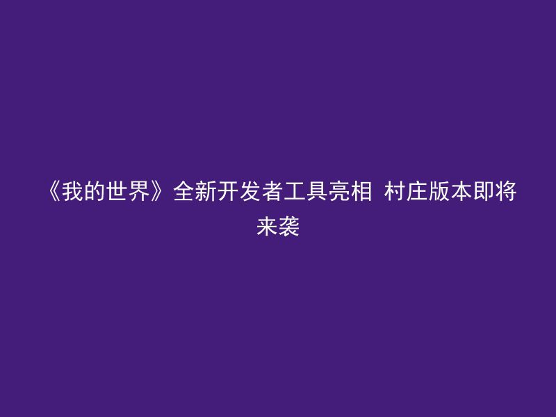 《我的世界》全新开发者工具亮相 村庄版本即将来袭