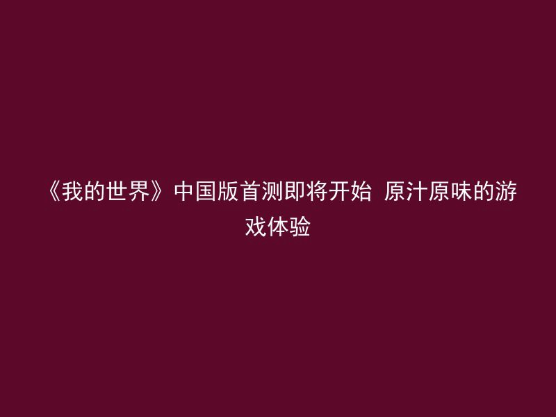 《我的世界》中国版首测即将开始 原汁原味的游戏体验