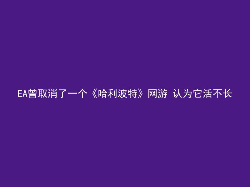 EA曾取消了一个《哈利波特》网游 认为它活不长