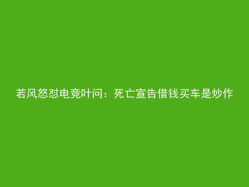 若风怒怼电竞叶问：死亡宣告借钱买车是炒作