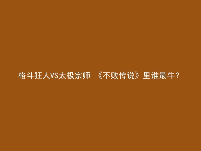 格斗狂人VS太极宗师 《不败传说》里谁最牛？