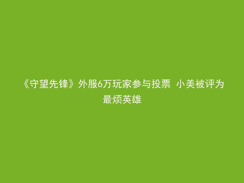 《守望先锋》外服6万玩家参与投票 小美被评为最烦英雄