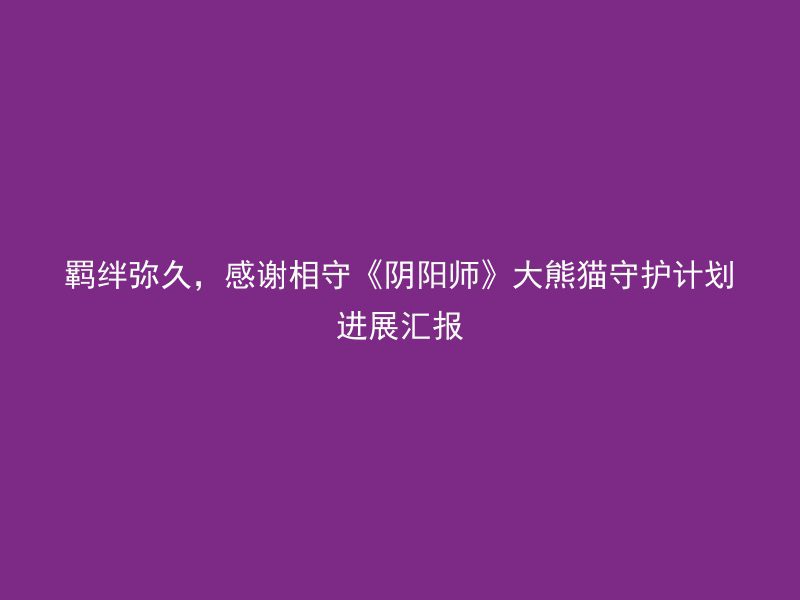 羁绊弥久，感谢相守《阴阳师》大熊猫守护计划进展汇报