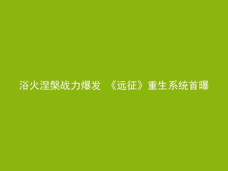 浴火涅槃战力爆发 《远征》重生系统首曝