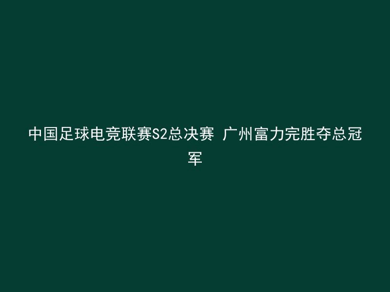 中国足球电竞联赛S2总决赛 广州富力完胜夺总冠军