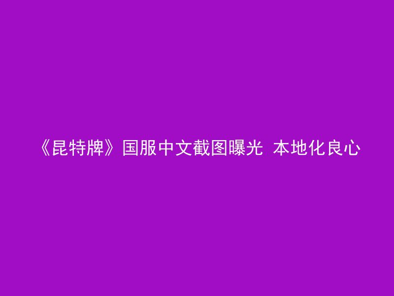 《昆特牌》国服中文截图曝光 本地化良心