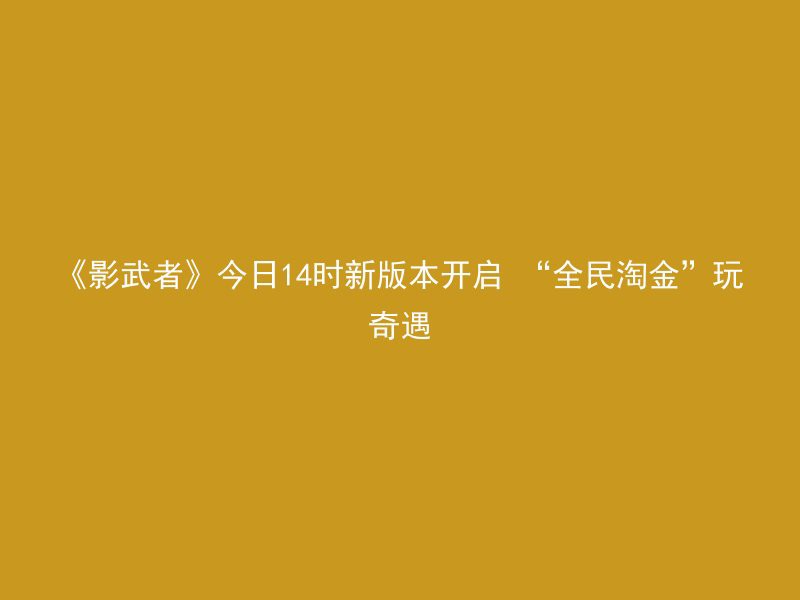 《影武者》今日14时新版本开启 “全民淘金”玩奇遇