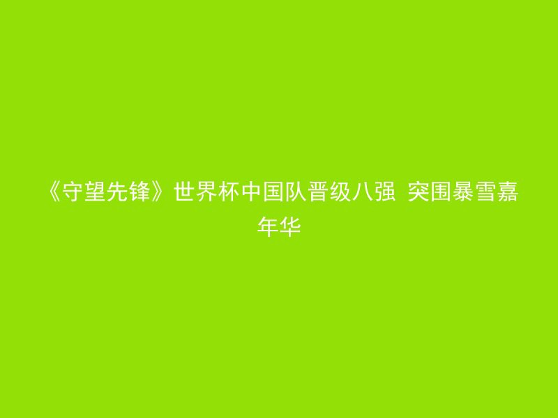 《守望先锋》世界杯中国队晋级八强 突围暴雪嘉年华