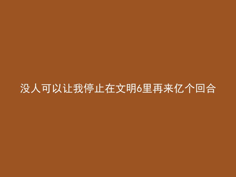 没人可以让我停止在文明6里再来亿个回合