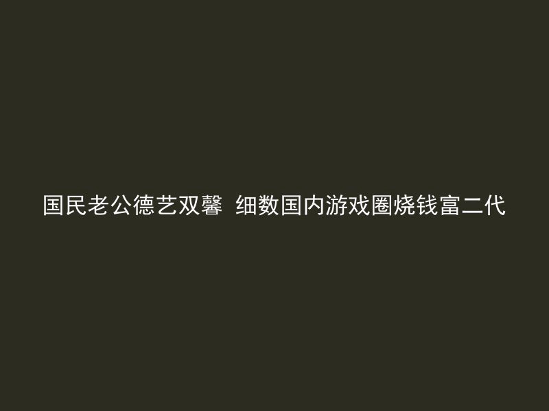 国民老公德艺双馨 细数国内游戏圈烧钱富二代