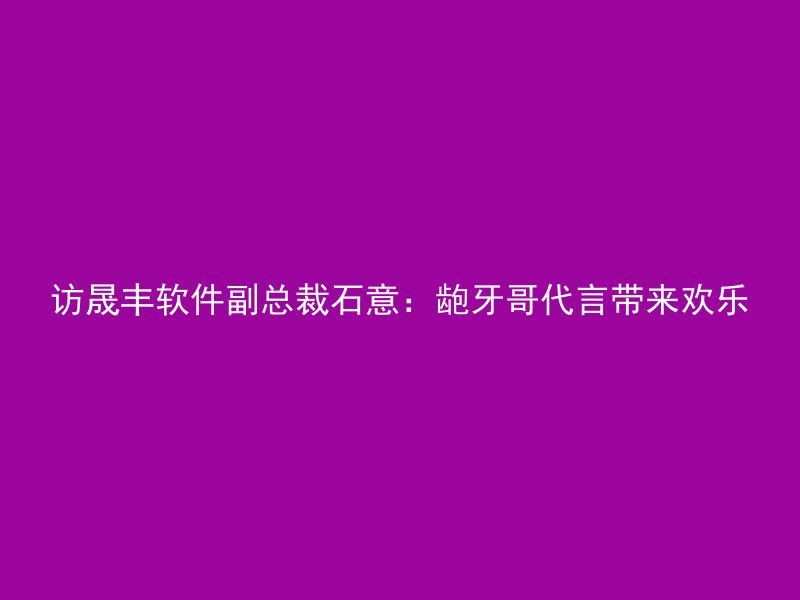 访晟丰软件副总裁石意：龅牙哥代言带来欢乐