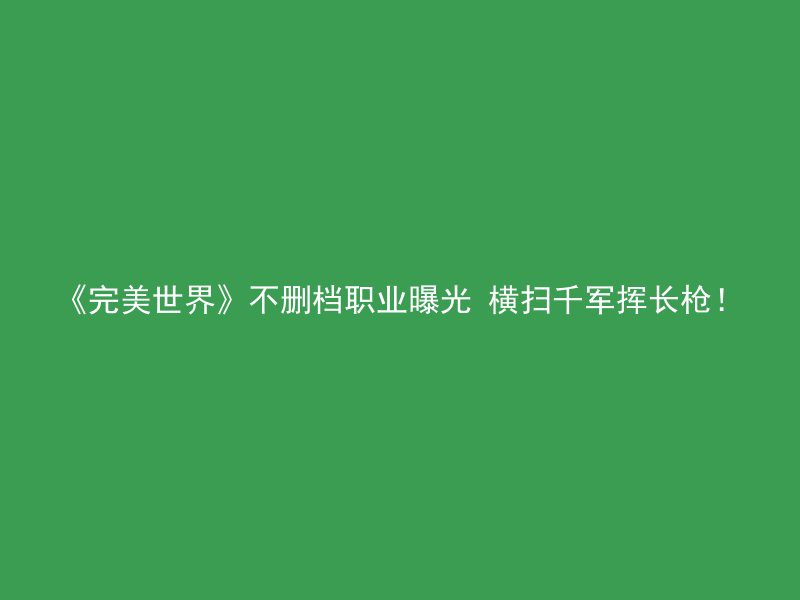 《完美世界》不删档职业曝光 横扫千军挥长枪！