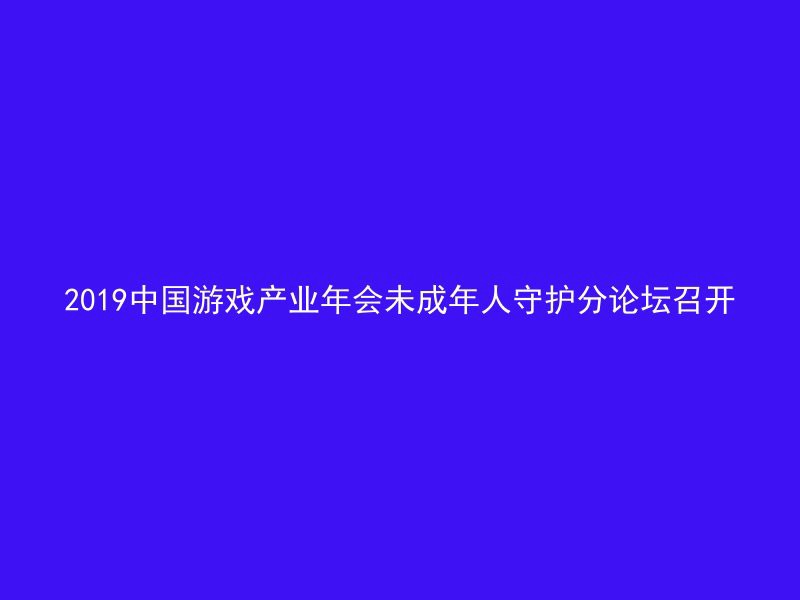 2019中国游戏产业年会未成年人守护分论坛召开