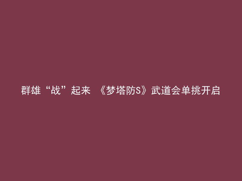 群雄“战”起来 《梦塔防S》武道会单挑开启