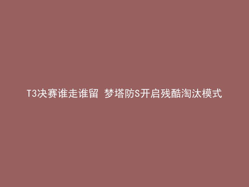 T3决赛谁走谁留 梦塔防S开启残酷淘汰模式