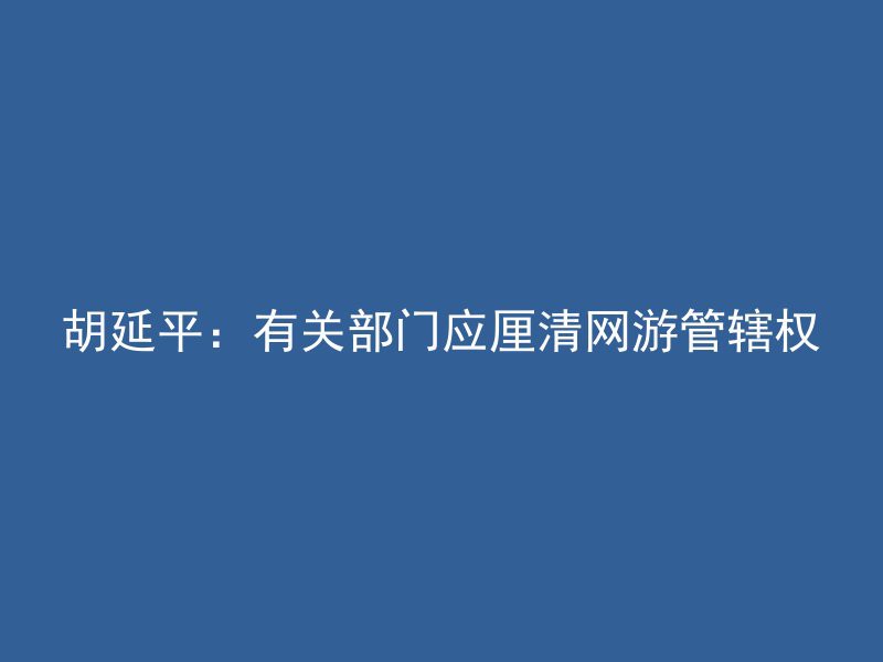 胡延平：有关部门应厘清网游管辖权