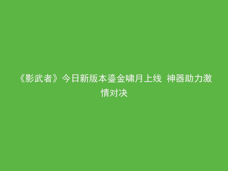 《影武者》今日新版本鎏金啸月上线 神器助力激情对决