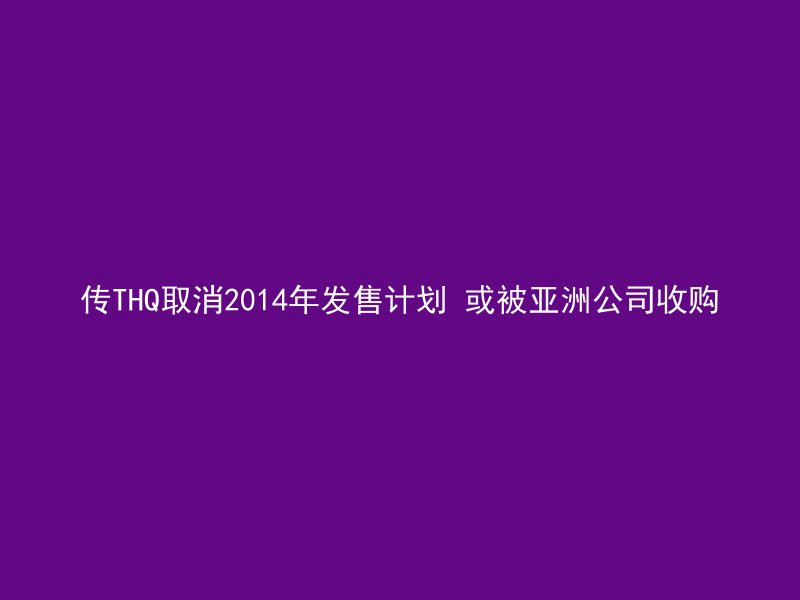 传THQ取消2014年发售计划 或被亚洲公司收购