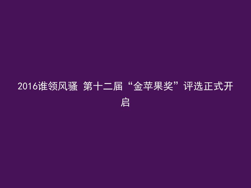 2016谁领风骚 第十二届“金苹果奖”评选正式开启