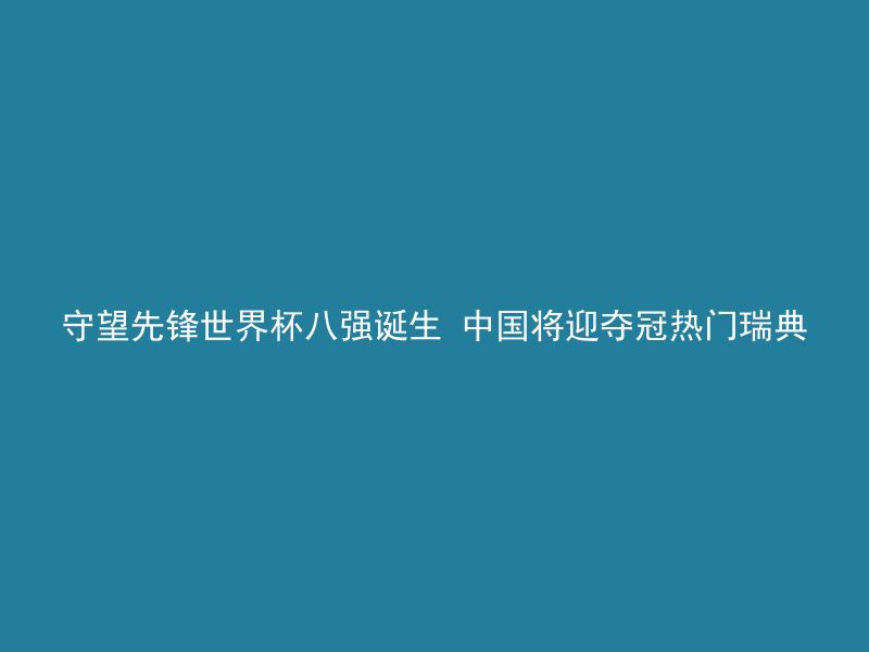 守望先锋世界杯八强诞生 中国将迎夺冠热门瑞典