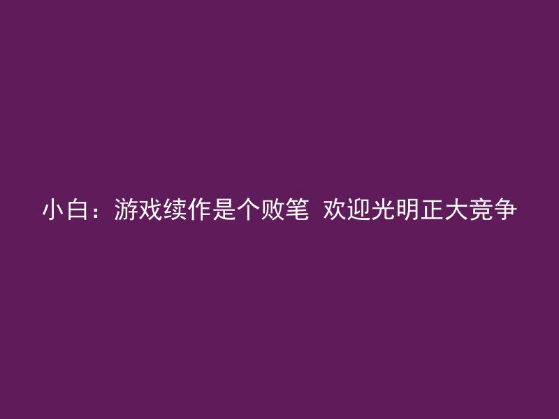 小白：游戏续作是个败笔 欢迎光明正大竞争