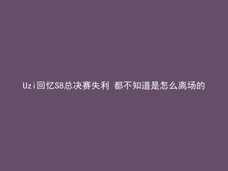 Uzi回忆S8总决赛失利 都不知道是怎么离场的