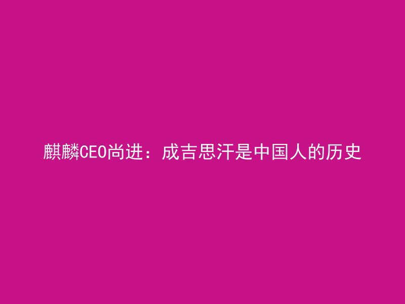 麒麟CEO尚进：成吉思汗是中国人的历史