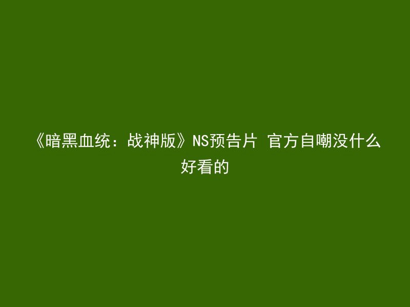 《暗黑血统：战神版》NS预告片 官方自嘲没什么好看的