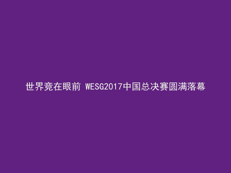 世界竞在眼前 WESG2017中国总决赛圆满落幕