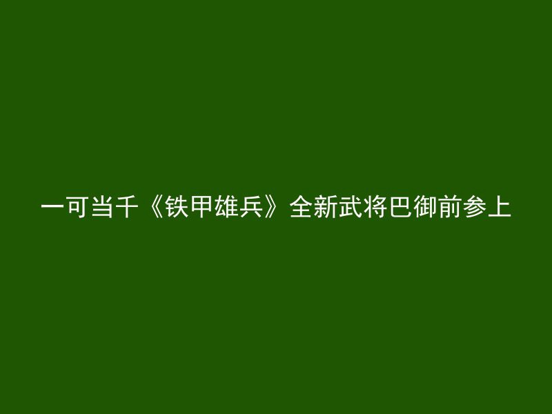 一可当千《铁甲雄兵》全新武将巴御前参上