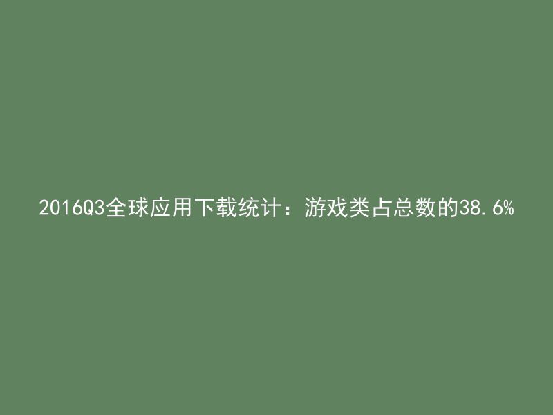 2016Q3全球应用下载统计：游戏类占总数的38.6%