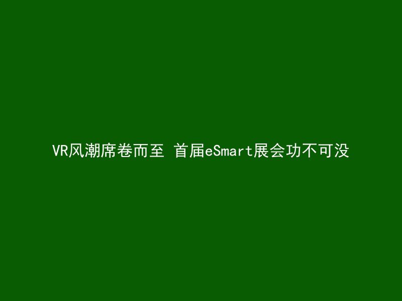 VR风潮席卷而至 首届eSmart展会功不可没