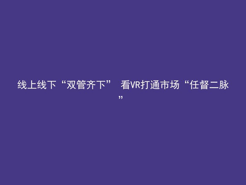 线上线下“双管齐下” 看VR打通市场“任督二脉”