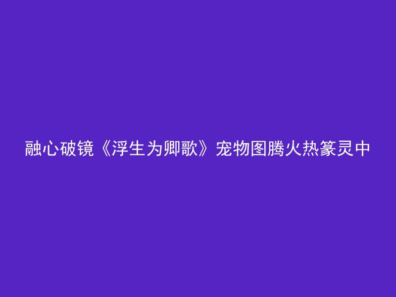 融心破镜《浮生为卿歌》宠物图腾火热篆灵中