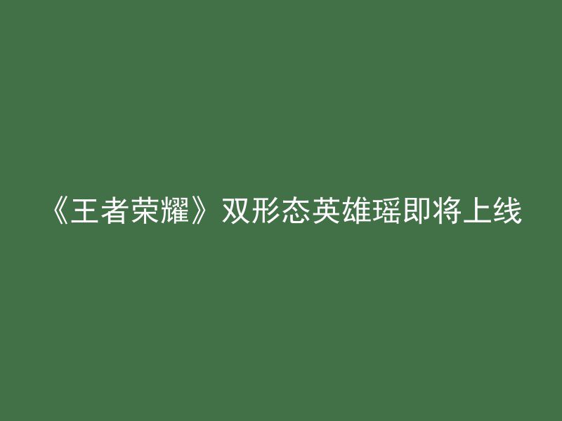 《王者荣耀》双形态英雄瑶即将上线