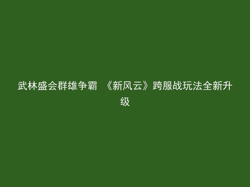 武林盛会群雄争霸 《新风云》跨服战玩法全新升级