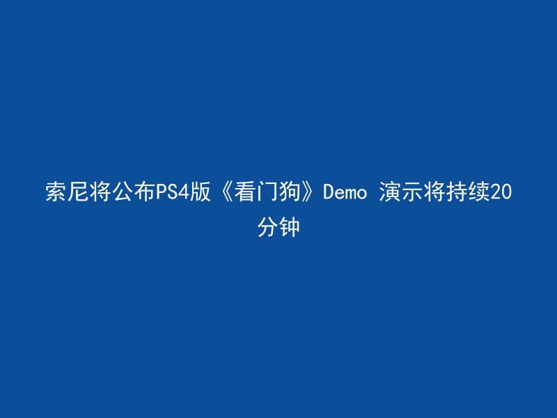 索尼将公布PS4版《看门狗》Demo 演示将持续20分钟