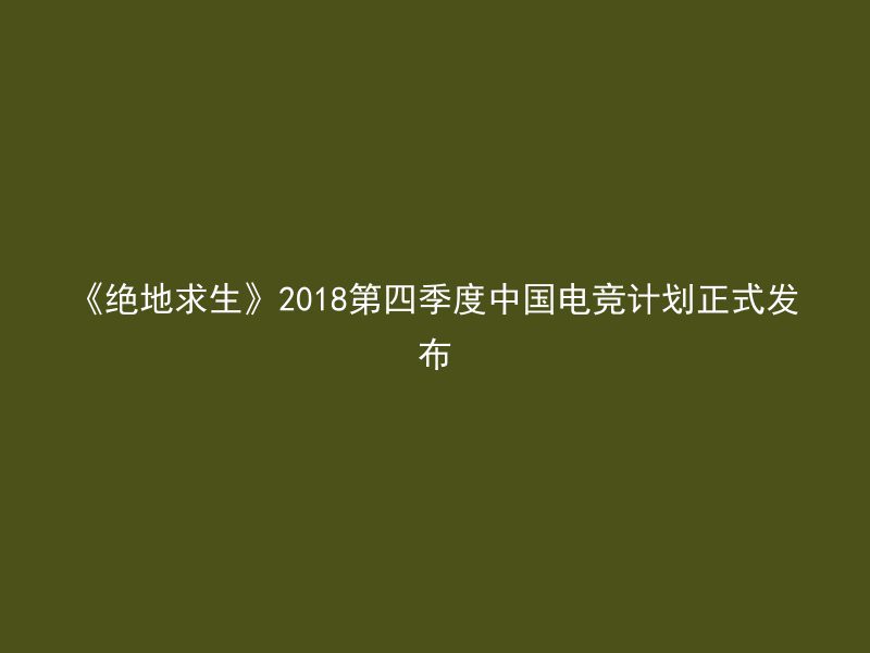 《绝地求生》2018第四季度中国电竞计划正式发布