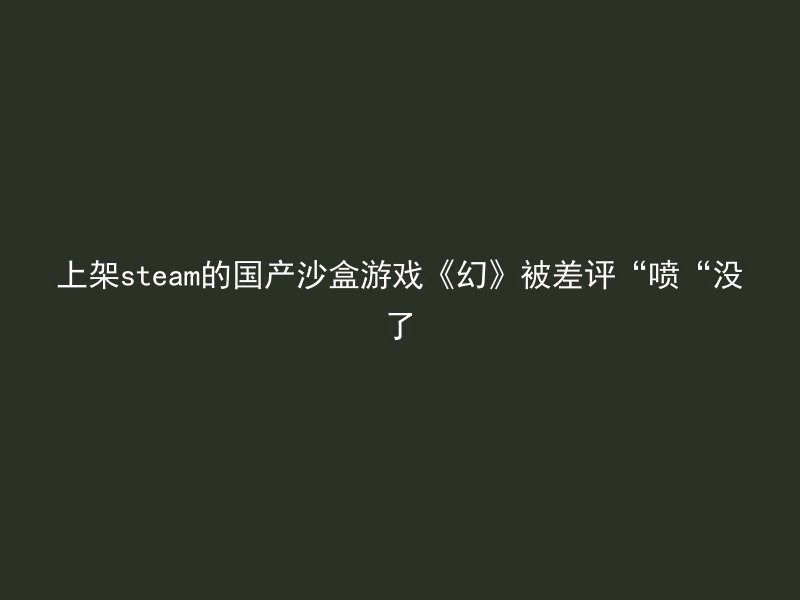 上架steam的国产沙盒游戏《幻》被差评“喷“没了